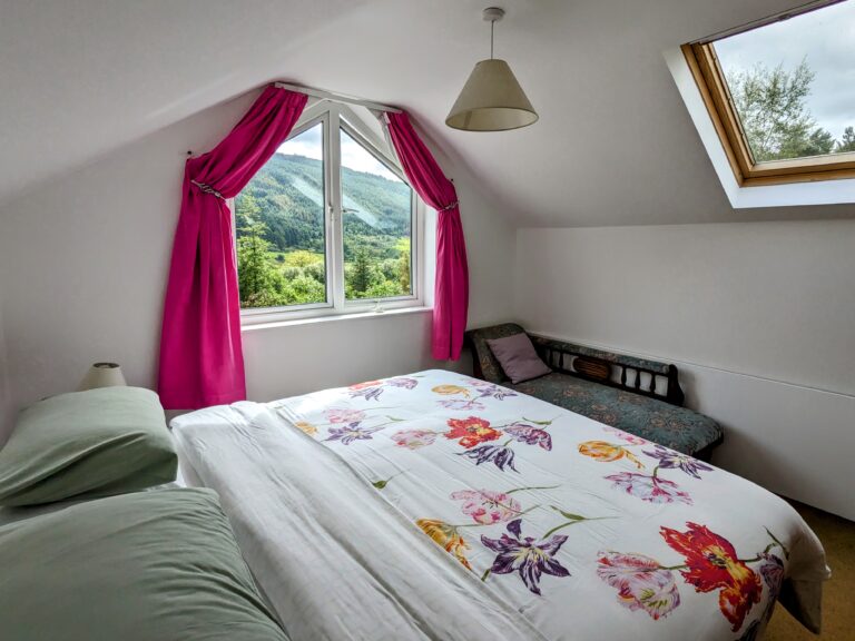 Superking bedroom with views over the valley towards the Mourne Mounains