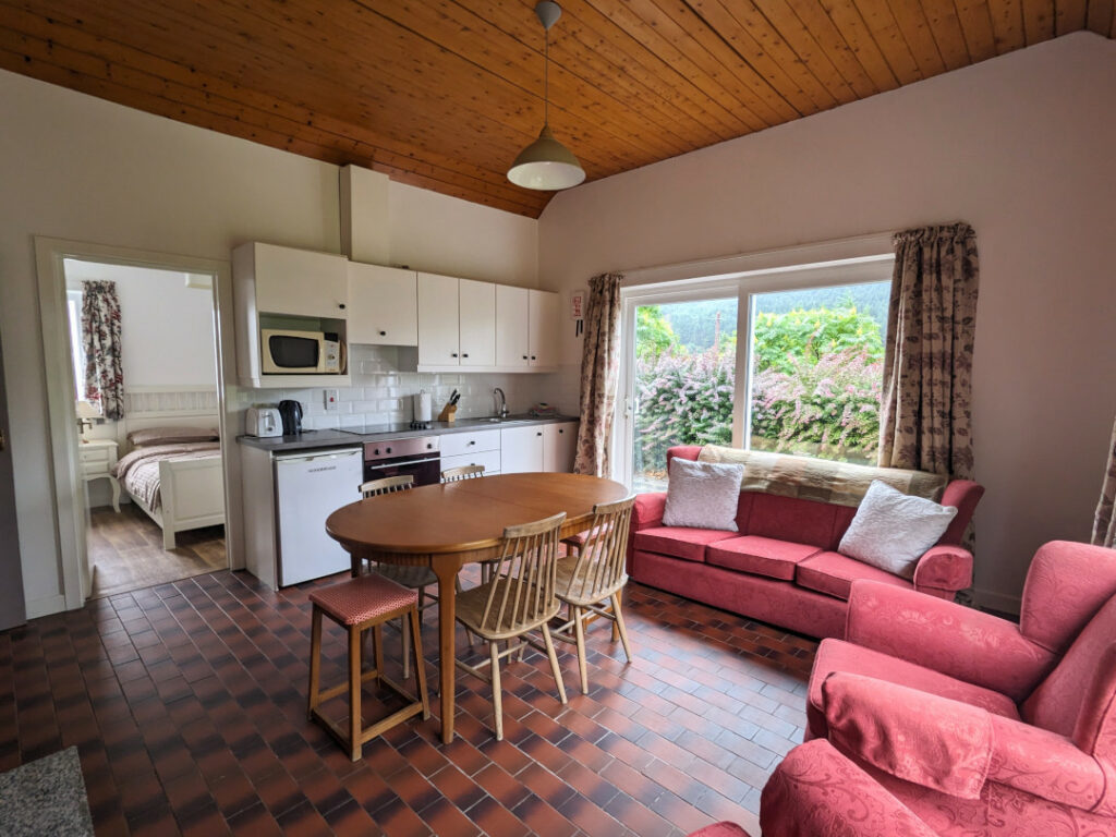 Combined kitchen living area at Leckan Mor, No. 8, Rostrevor Holidays